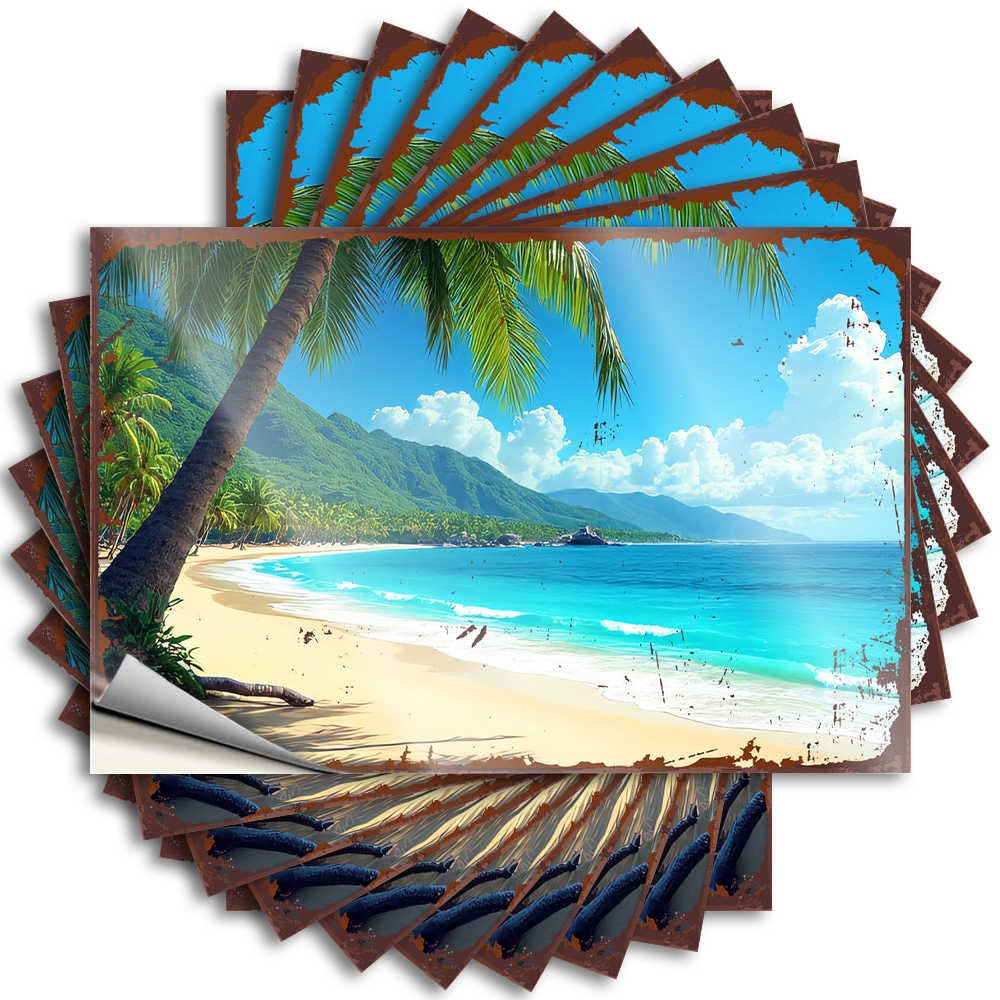 Guys Funny Saying - Beach Paradise: Tropical Palm Trees, Crystal Clear Waters, and Go Removable Decal Tumbler Easy Peel for Western(6X9CM)