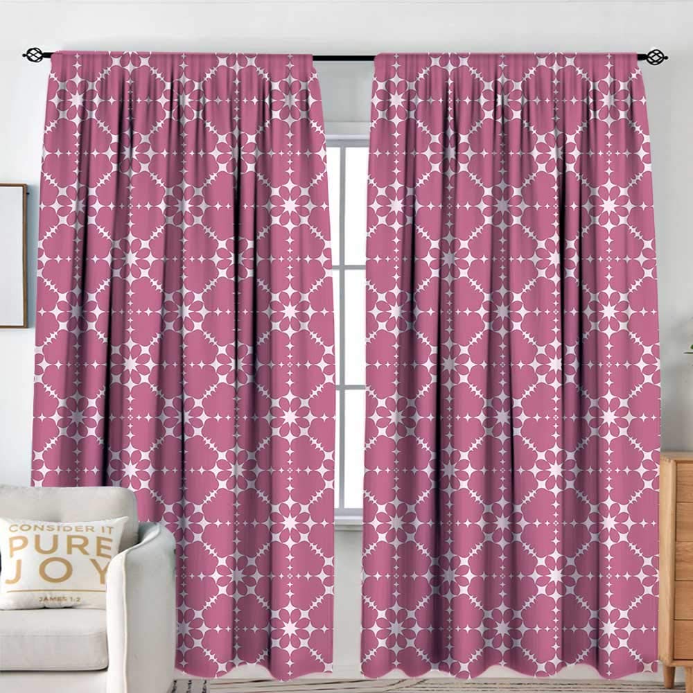 NUOMANAN Sheer Curtains Geometric,Star Pattern with Connecting Dots Abstract Space Illustration Vibrant Background,Dried Rose,Decor Collection Thermal/Room Darkening Window Curtains 60"x84"
