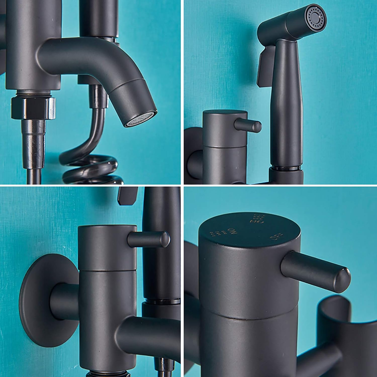 Black Handheld Bidet Sprayer for Toilet with Single Cold Water, Bathroom Cloth Diaper Sprayer Set Wall Mounted Brass Toilet Bidet Sprayer Kit for Pet Bathing