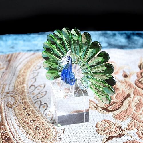Miniatura 4 de Alotagifts - Figura cautivadora de cristal de pavo real | Adorno de pavo real de cristal hecho a mano | Arte fascinante en cristal de pavo real |