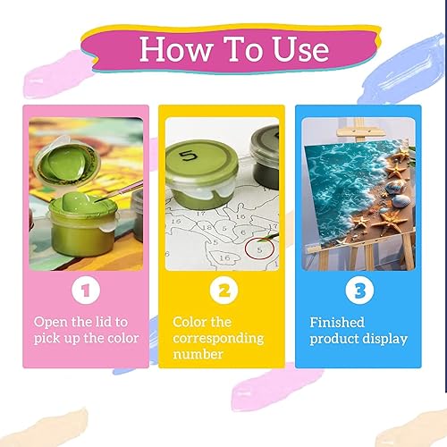 Vista 45 de xackcme Pintura de montaña por números para adultos, pintura de paisaje por número sobre lienzo sin marco, pintura al óleo de paisaje lunar