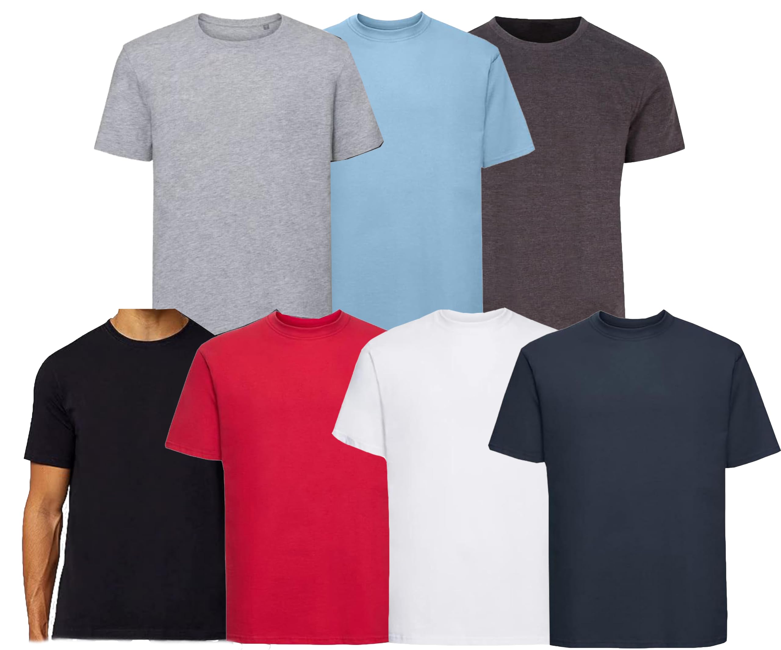 Mens Monday to Sunday Pack of 7 Crew Round Neck Plain Short Sleeve T- Shirt Casaul Gym Top UK Size S-5XL