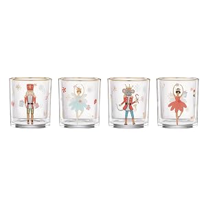 Lenox 898402 Nutcracker Ballet Double Old Fashioned Glasses Set of 4 Christmas Cocktail Glass Holiday Whiskey