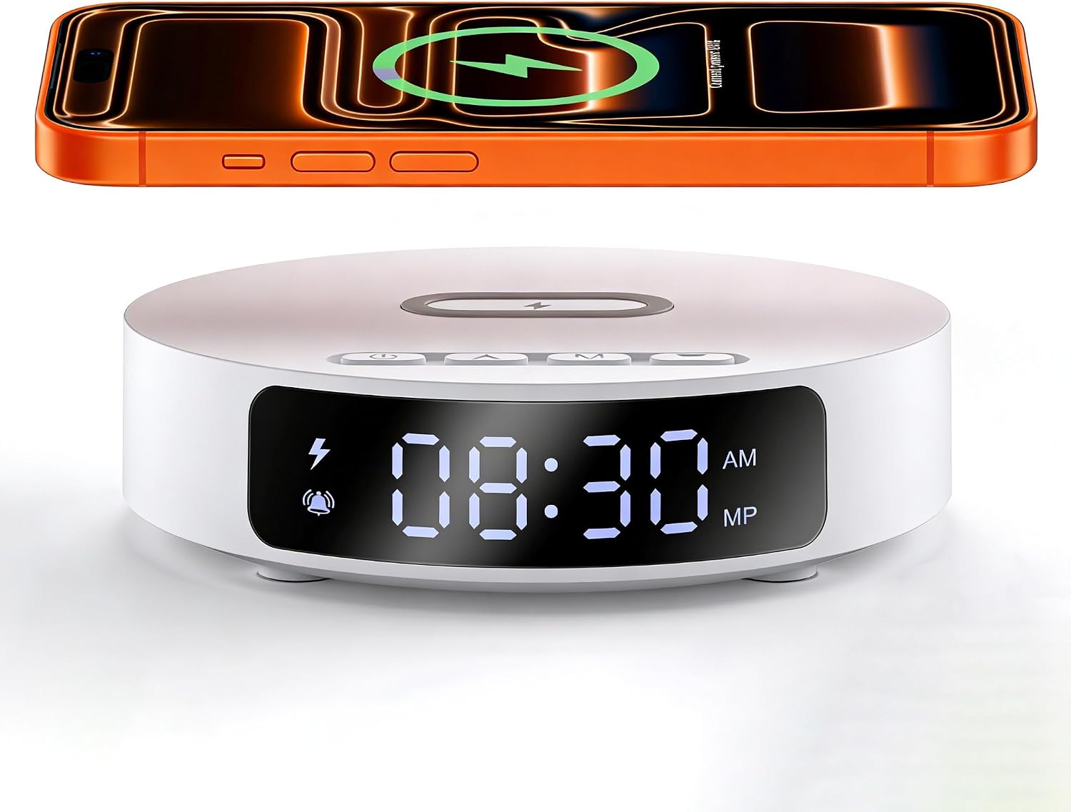 Fast Wireless Charger with Alarm Clock,20W Max Wireless Charging Pad Compatible with iPhone 17/17 Pro/16/15/14/13/12/SE;Wireless Charge Mat for Samsung Galaxy S25/S24/Note,Pixel/LG (Black pad)