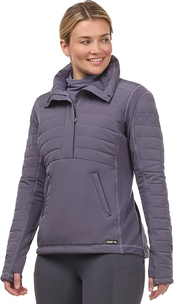 Kerrits Womens Hoofprint Quilted Equestrian Pullover Jacket Warm, Stylish, Low Profile Puffer Coat Made For Horse Riding