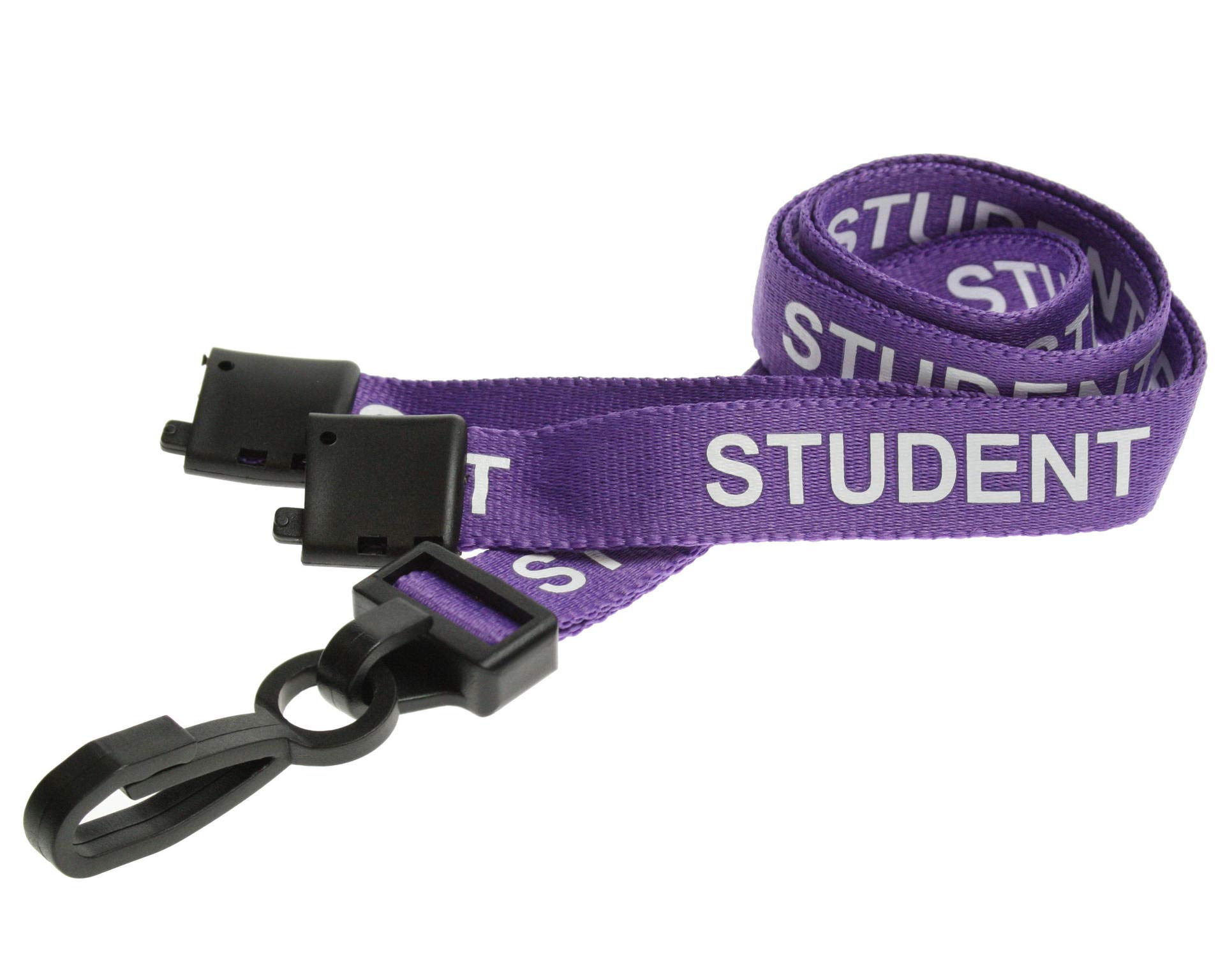 Identity-Plus: Pre-Printed Student Lanyard with Plastic J Clip (Purple, 50 pcs)