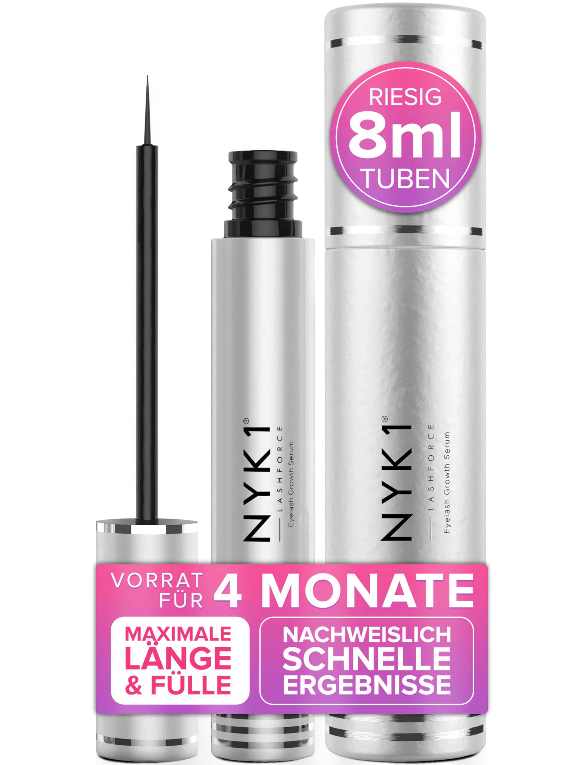 NYK1 SKONCENTROWANE Serum do Rzęs Dla Dłuższe Rzęs | XL - 8ml | LashForce Serum do Rzęs dla Rzadkich, Krótkich i Cienkich Rzęs - Łatwa Formuła dla Pełniejszych i Gęstsze Rzęs