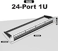 Vista 6 de Jadaol [Listado UL] Panel de Conexiones Cat6A Blindado de 24 Puertos, Panel RJ45 de Paso de 19" 1U para Montaje en Rack/Montaje en Pared con 24