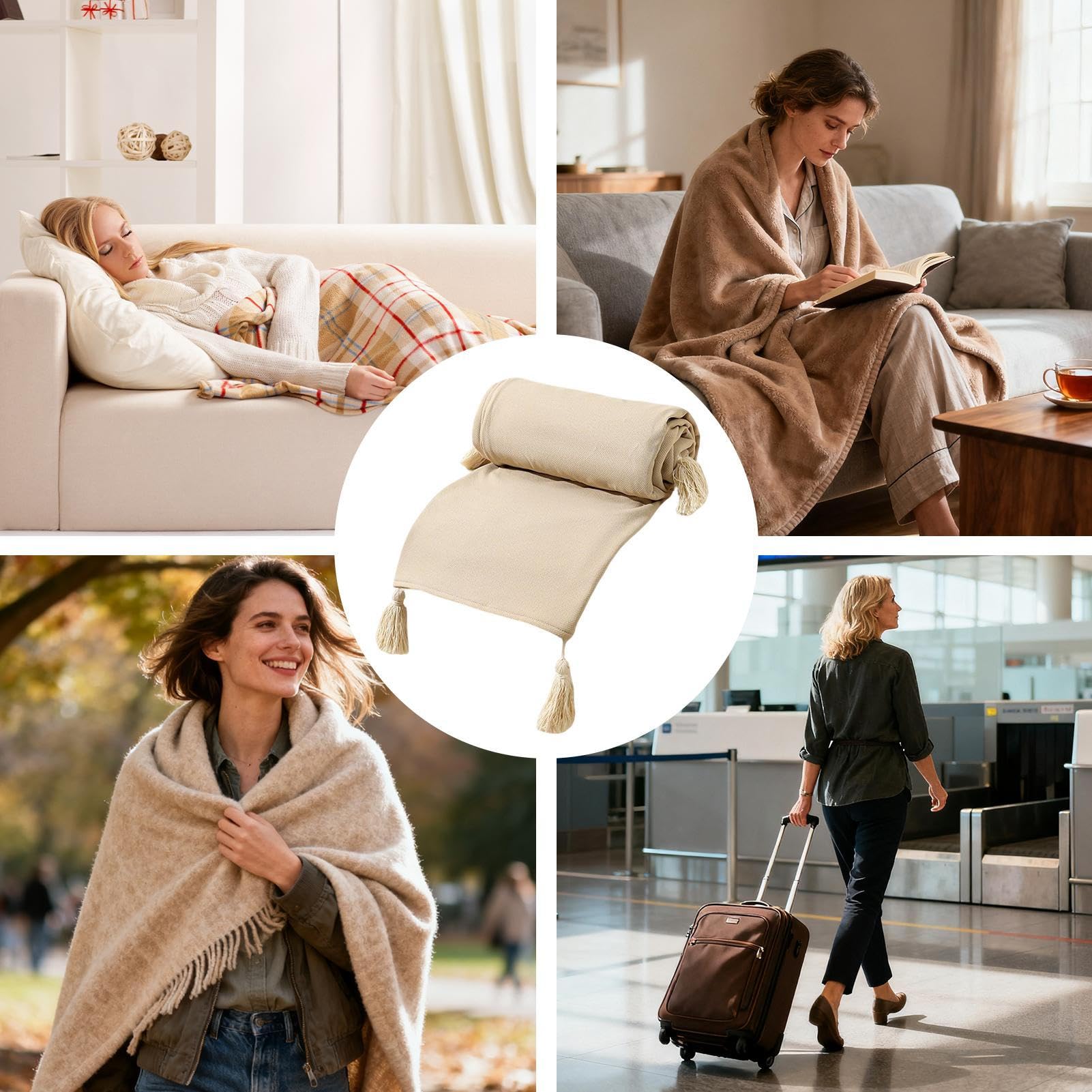Coperta riscaldante portatile, scialle elettrico a 3 velocità | per il corpo, sciarpa riscaldata USB senza fili, per casa, ufficio, auto, inverno, spalla, campeggio all'aperto