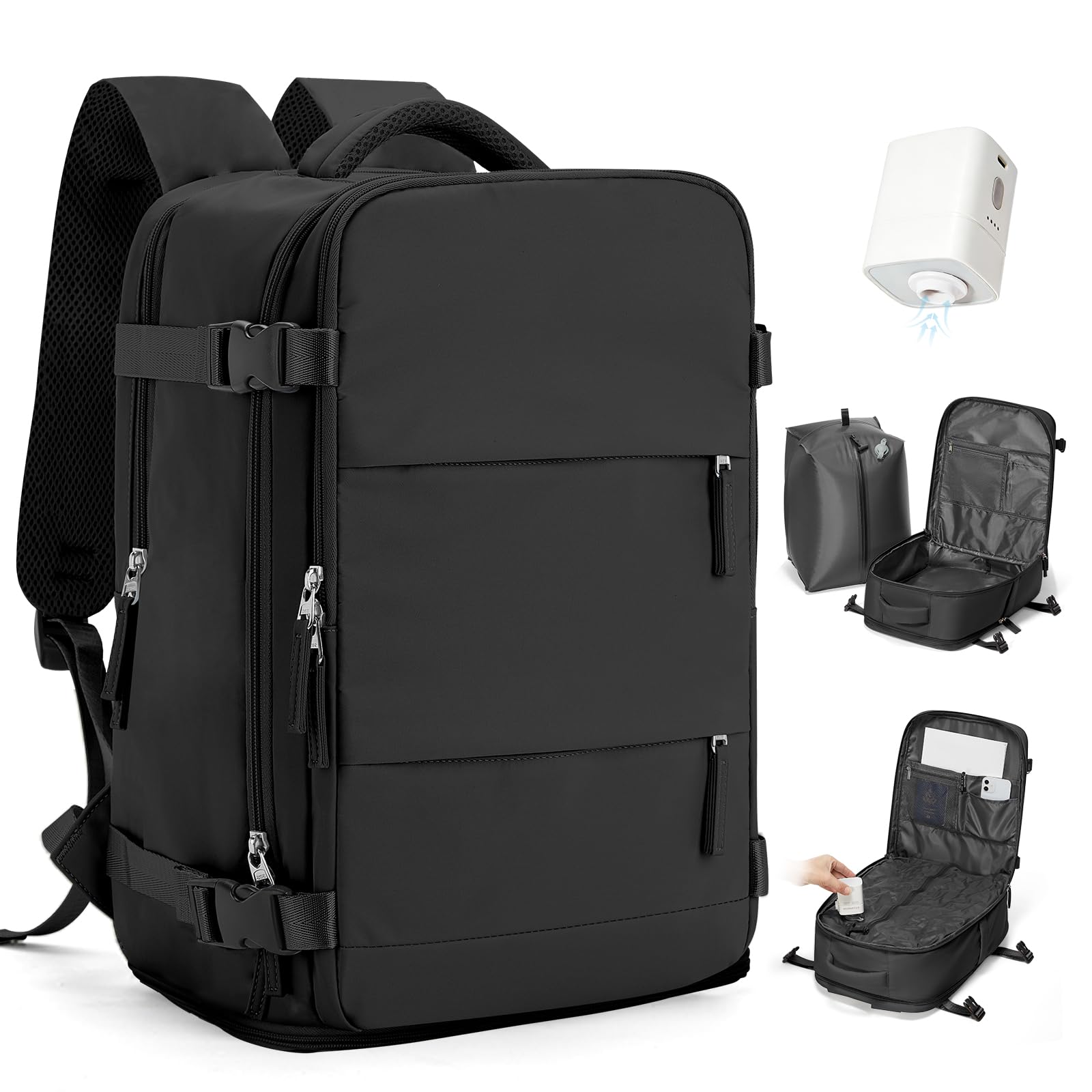 SZSYCN Zaino Ryanair 40x30x20 Sottovuoto con Pompa Zaino da Viaggio | Bagaglio a Mano Ryanair 40x30x20 con Sottovuoto Borsa da Viaggio Antifurto Impermeabile Borsa per Laptop da 16 Pollici