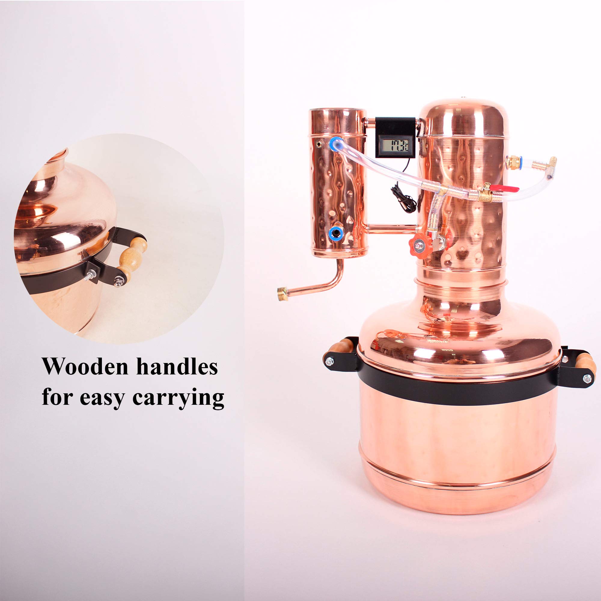 Copper Moonshine Still Alembic Distiller Alcohol 42 L - Alambic Reflux Column with Condenser For Whiskey, Rum, Scotch, Tequila, Essential Oils