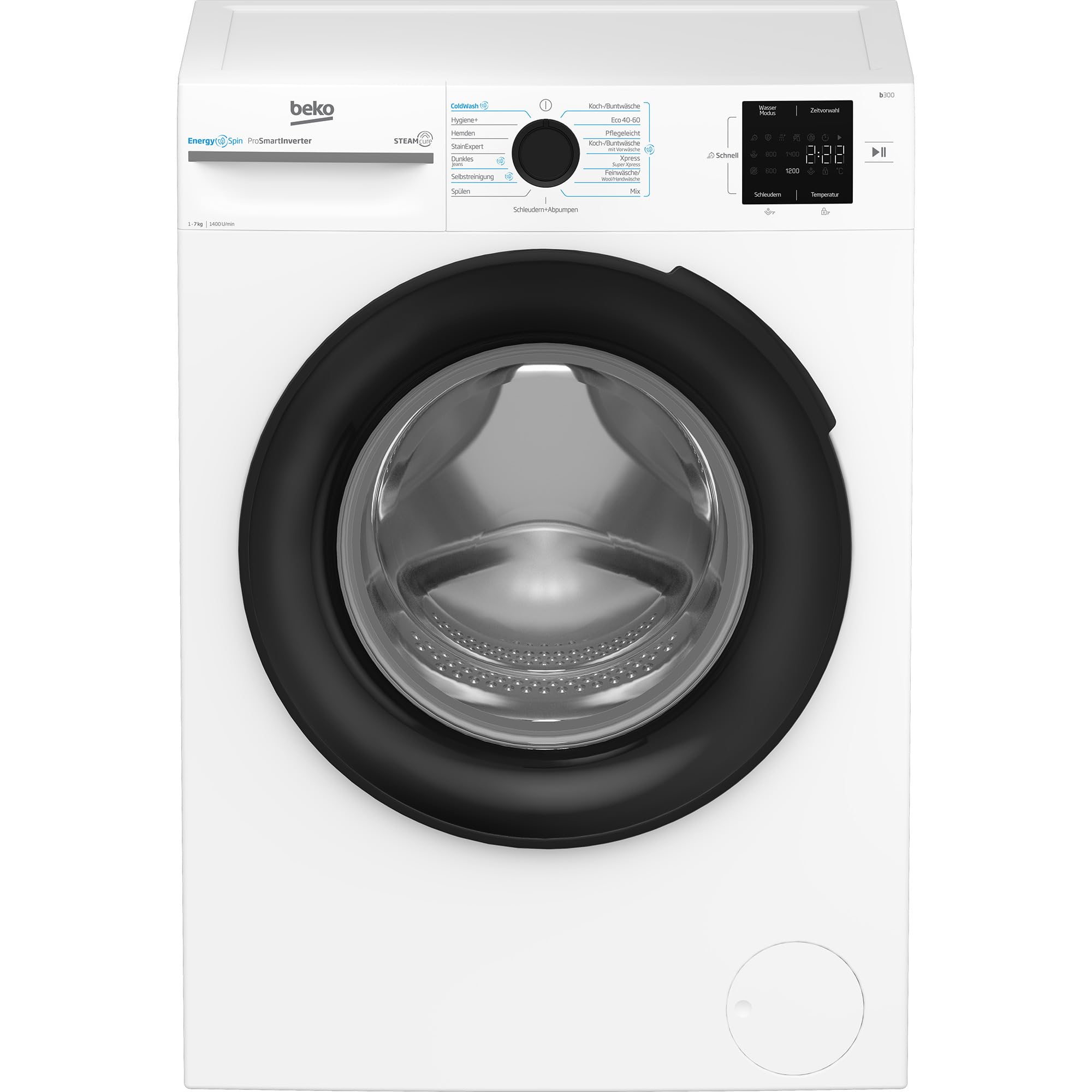 Beko BM3WFU3741X freistehende Waschmaschine 7 kg 1400 U/min Dampffunktion Hygiene+ Coldwash Weiß