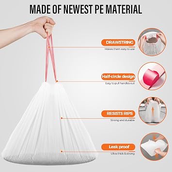 Drawstring Cat Litter Box Liners 100 Pack-Robot Litter Liner Bags for Robot 3 and 4 Cleanpethome/PETKIT PuraX PuraMax Self-cleaning Cat Litter Box Bag Heavy Duty Litter Box Robot Waste Bags