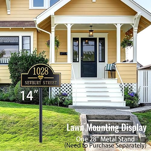 Vista 50 de Placa de dirección personalizada para vivienda con números fundidos de 12 pulgadas para exteriores, placa de identificación de dirección clásico-04