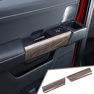 4x Inner Door Handle Panel Trim Decor Cover For Ford F150 2015+ Black Wood Grain - Foto 4