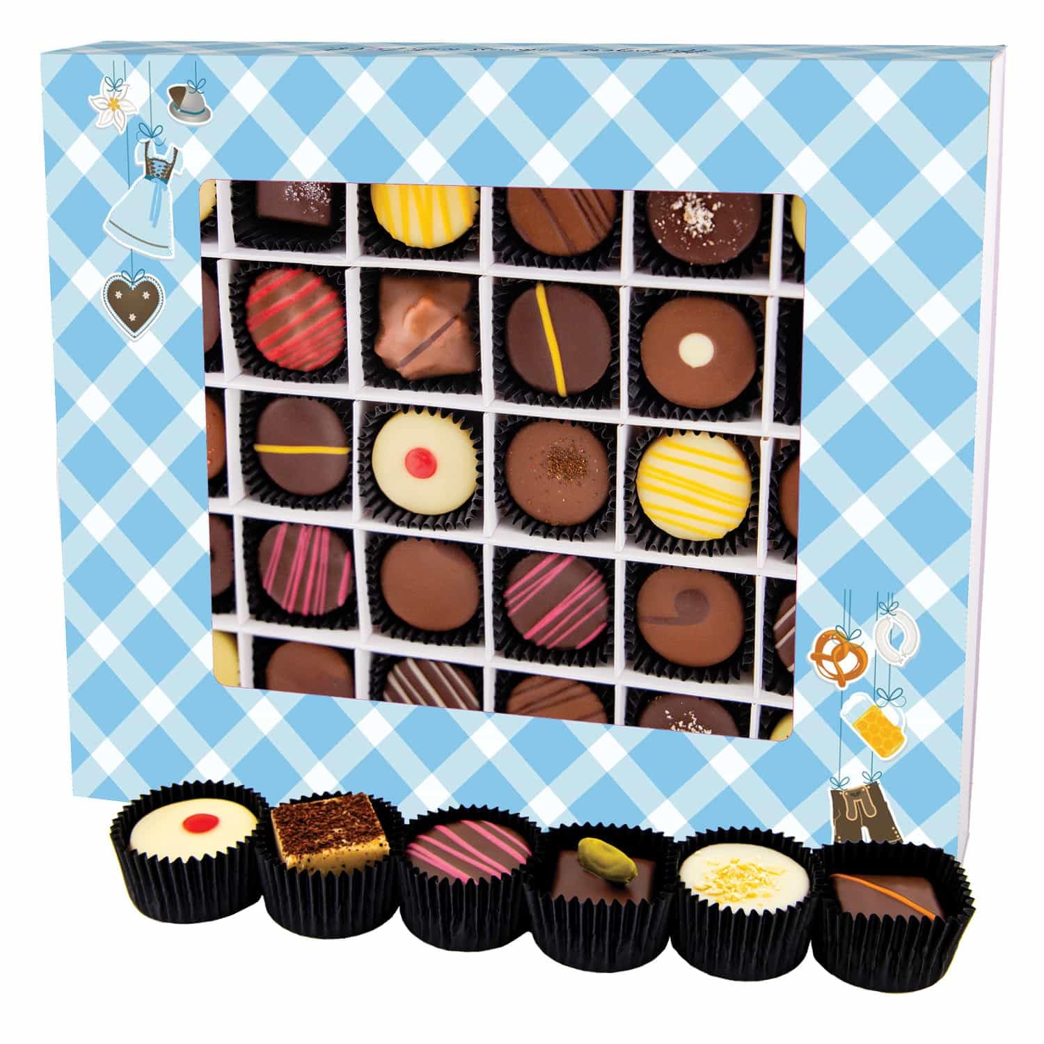 Hallingers Genuss Manufaktur Pralinen Geschenk - mit & ohne Alkohol, handmade aus Confiserie-Edelkakao in wertiger XXL-Geschenkbox "Bavaria", Geschenkidee für Frauen Männer