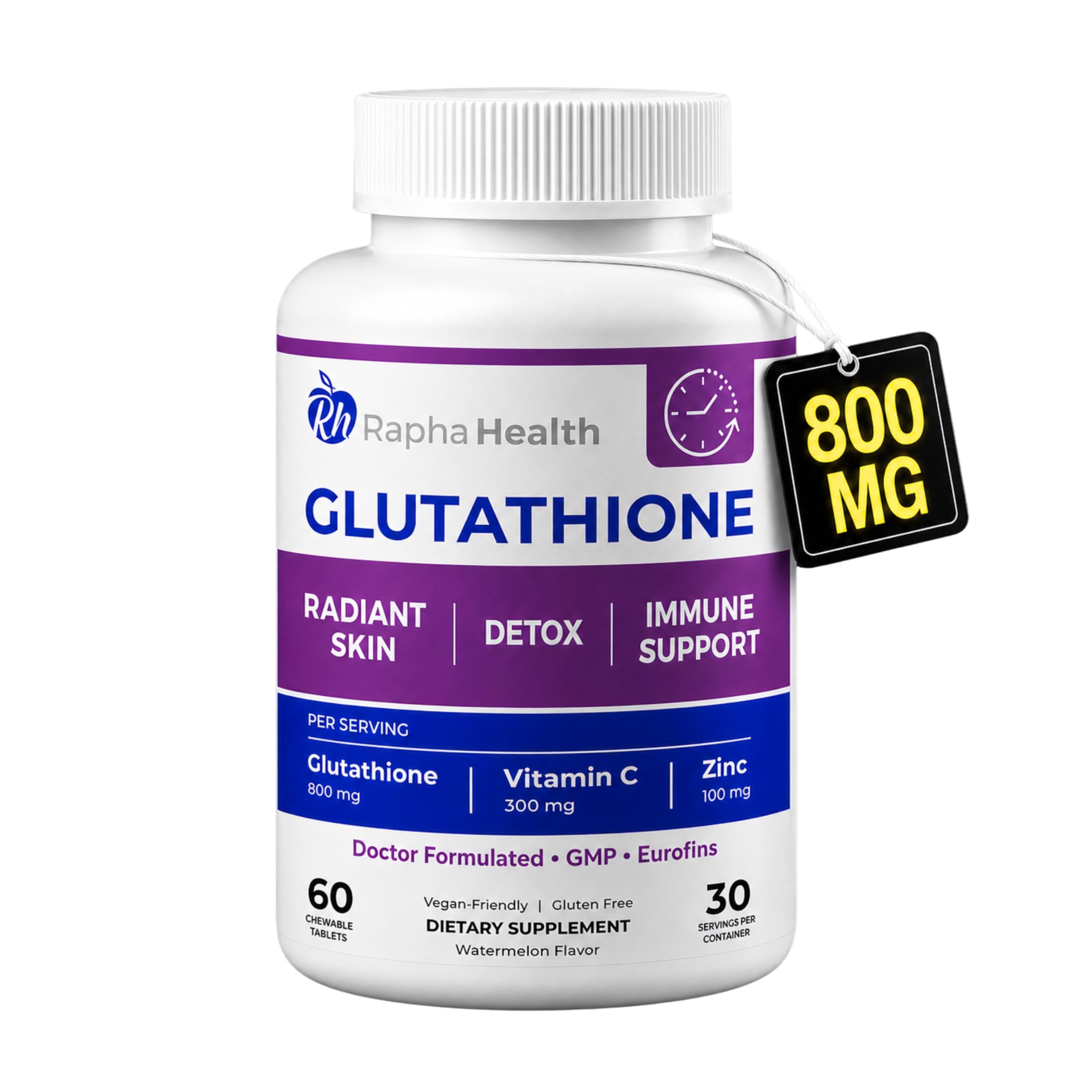 Glutathione Supplements with Vitamin C & Zinc | Advanced Antioxidant | Each serving delivers 300 mg of Vitamin C and 100 mg of Zinc