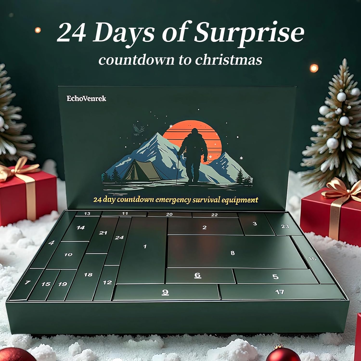 Survival Advent Calendar 2026 for Men, Adults - 24 Day Christmas Countdown Calendar with Outdoor Survival Gear, Emergency Preparedness Kit, Survivalist Gifts for Him, Outdoor Enthusiasts - Image 2