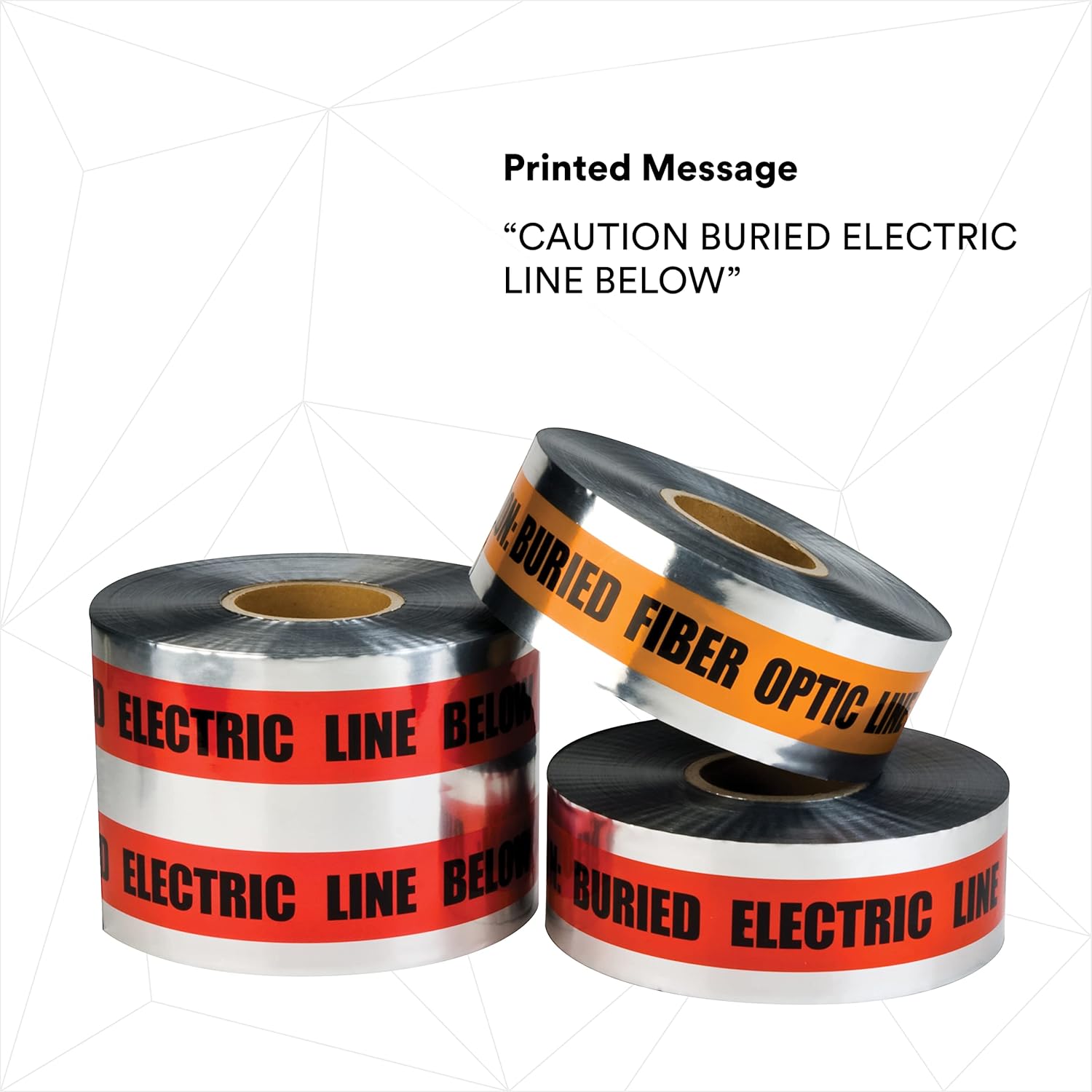 3M Scotch Detectable Buried Barricade Tape 408, CAUTION BURIED ELECTRIC LINE BELOW, 6 in x 1000 ft, Red