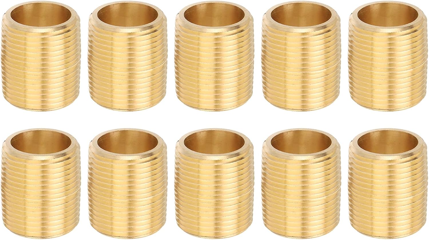 PATIKIL 3/4" x 3/4" NPT Male Brass Pipe Fitting Close Nipple, 5Pcs 1-1/5" Long Straight Pipe Fitting Connector for Fuel, Air, Water, Oil, Gas System Connection, Brass Tone