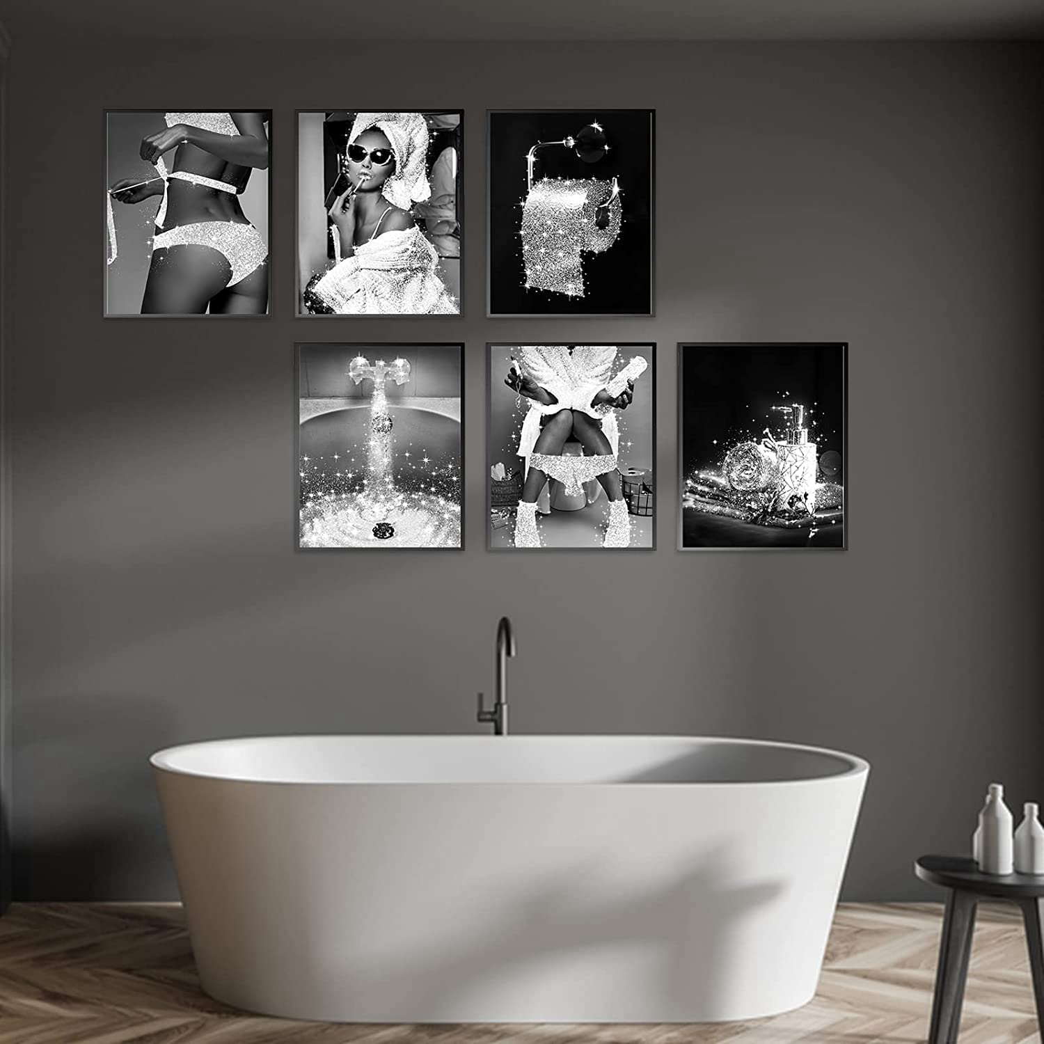 MKHFUW Bathroom Poster of Modern Women, Fashionable Bathroom Wall Decoration, 6-Piece Set, Bathroom Art - Image 2