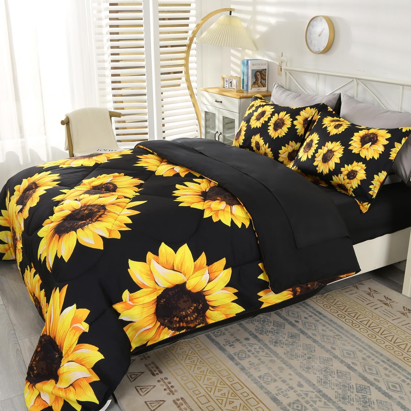 Wowelife Sunflower Bedding Set - 5 Piece Floral Bag in a Bag, Full Size Comforter Set for Girls with Comforter, Flat Sheet, Fitted Sheet and 2 Pillowcases - Image 4