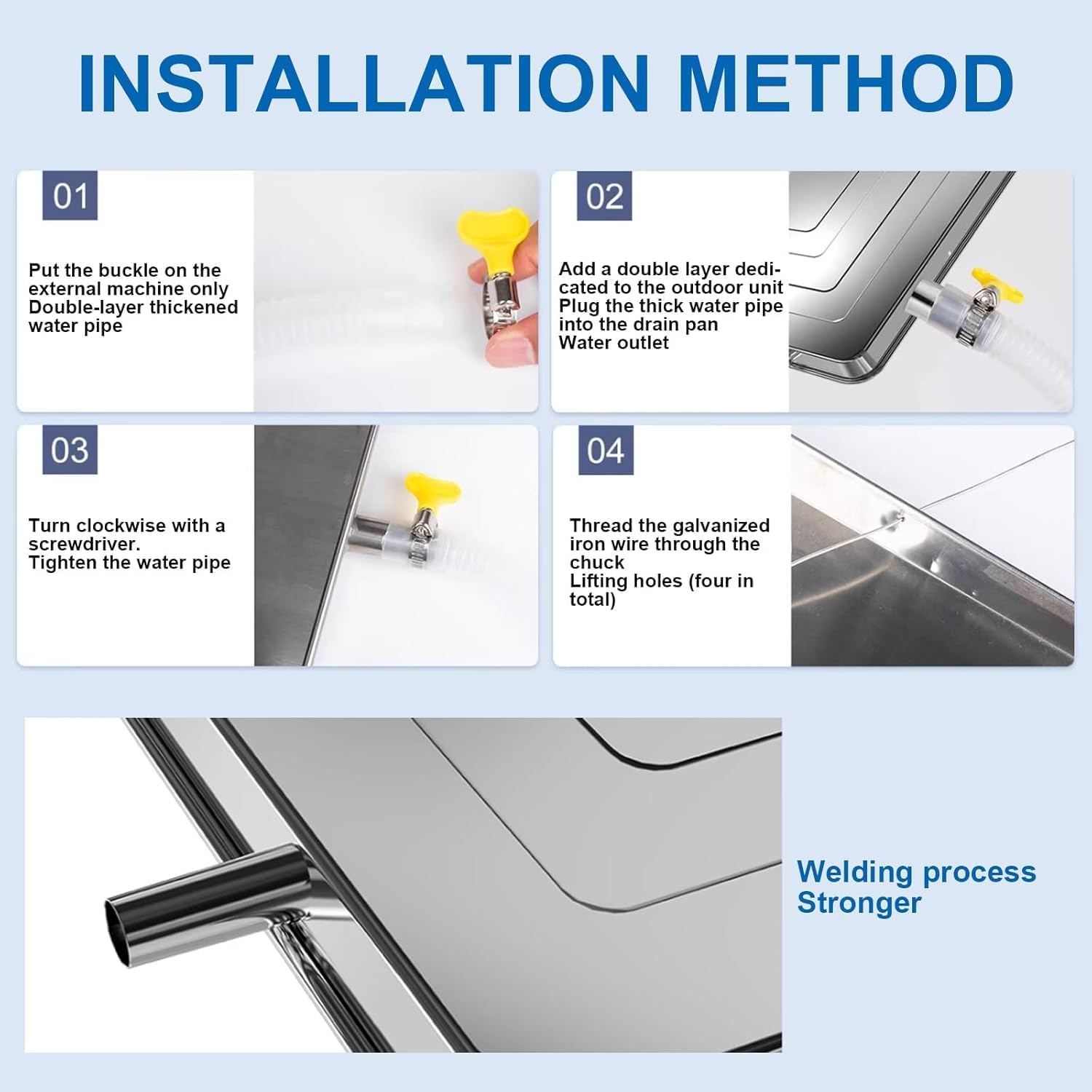 Stainless Steel Condensate Drain Pan for Air Conditioners & Heat Pumps, Universal Drip Tray Kit, Durable Water Drain Pad, Essential AC Maintenance Accessory
