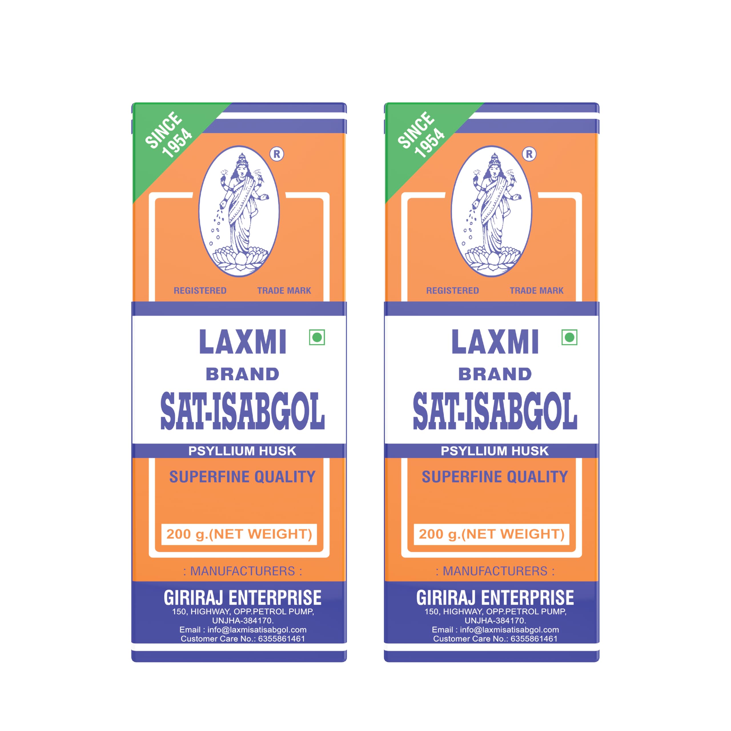 LAXMI SAT ISABGOL Psyllium Husk 200 GRM Pack of 2 | Good for Relieves in Constipation, Digestion & Bloting |Digestion Metabolism Toxin Removal Acidity Gas Control.