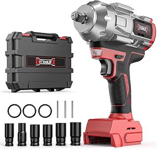 Cordless Impact Wrench 1/2 inch Compatible with Milwaukee 18V Battery, 900FT-LBS(1200N.m) Electric Impact Gun, High Torque Power Impact Driver with 6Pcs Sockets & Storage Case (Tool Only)