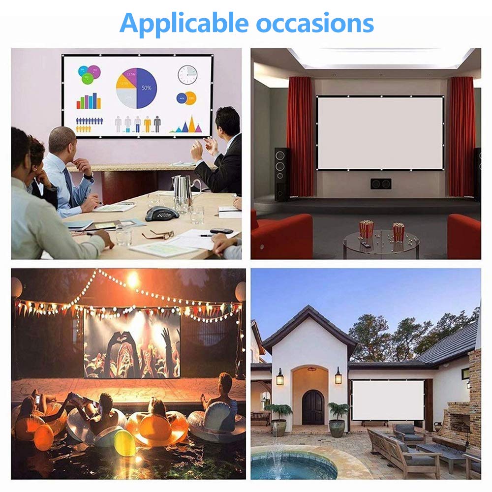 Schermo Proiezione,16: 9 HD 4K Schermo da Proiettore Portatile Pieghevole Bianco Supporto per Angolo Visione 160 Gradi per Cinema Home Theater per Interni All'aperto (150"-332cm(W) X 187CM(H))