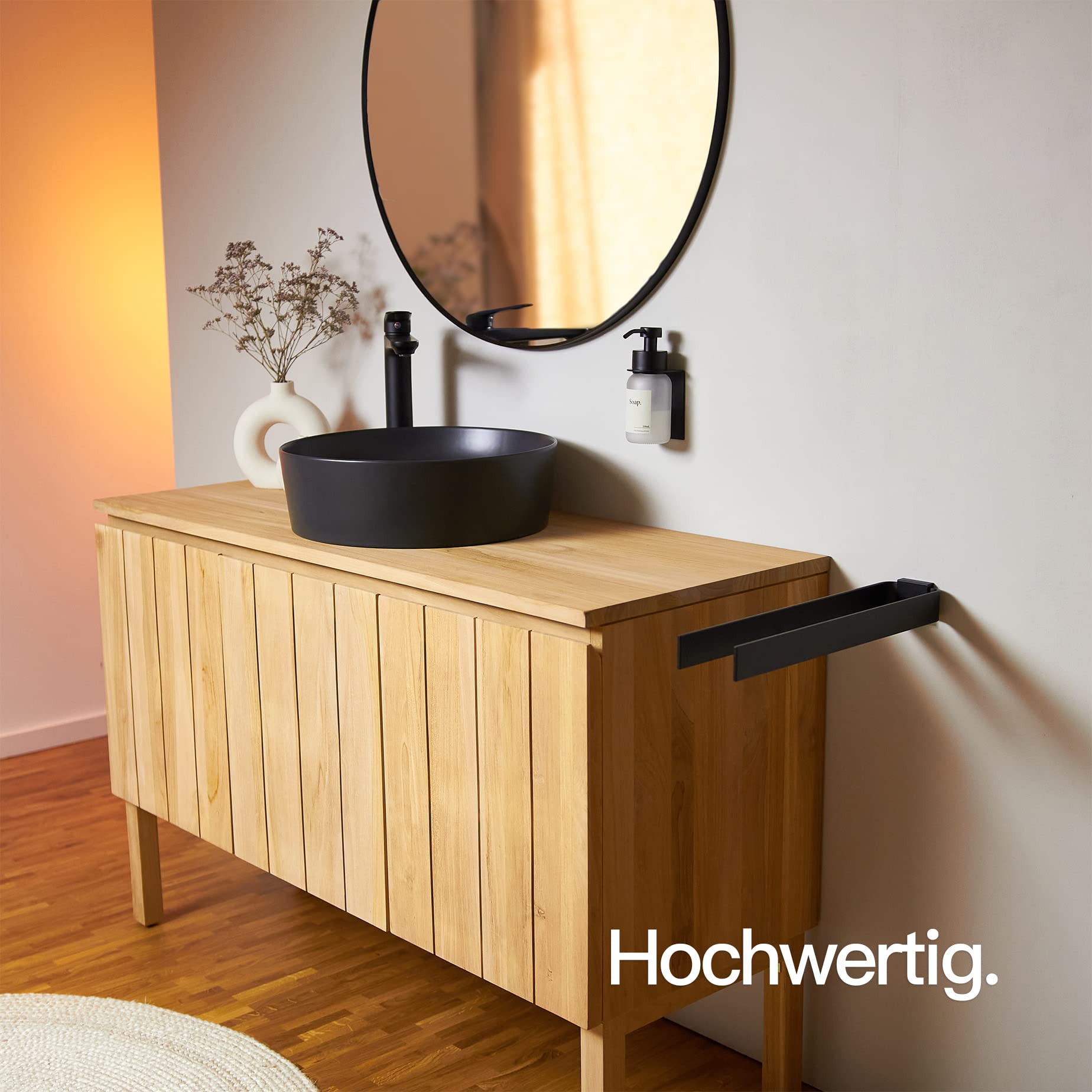 Designfabrik Hamburg Handtuchhalter zweiarmig 42 cm | Doppel Handtuchstange für Bad & Küche | Handtuchhalter Wand | Halterung für Handtücher | Schwarz | Modernes Design