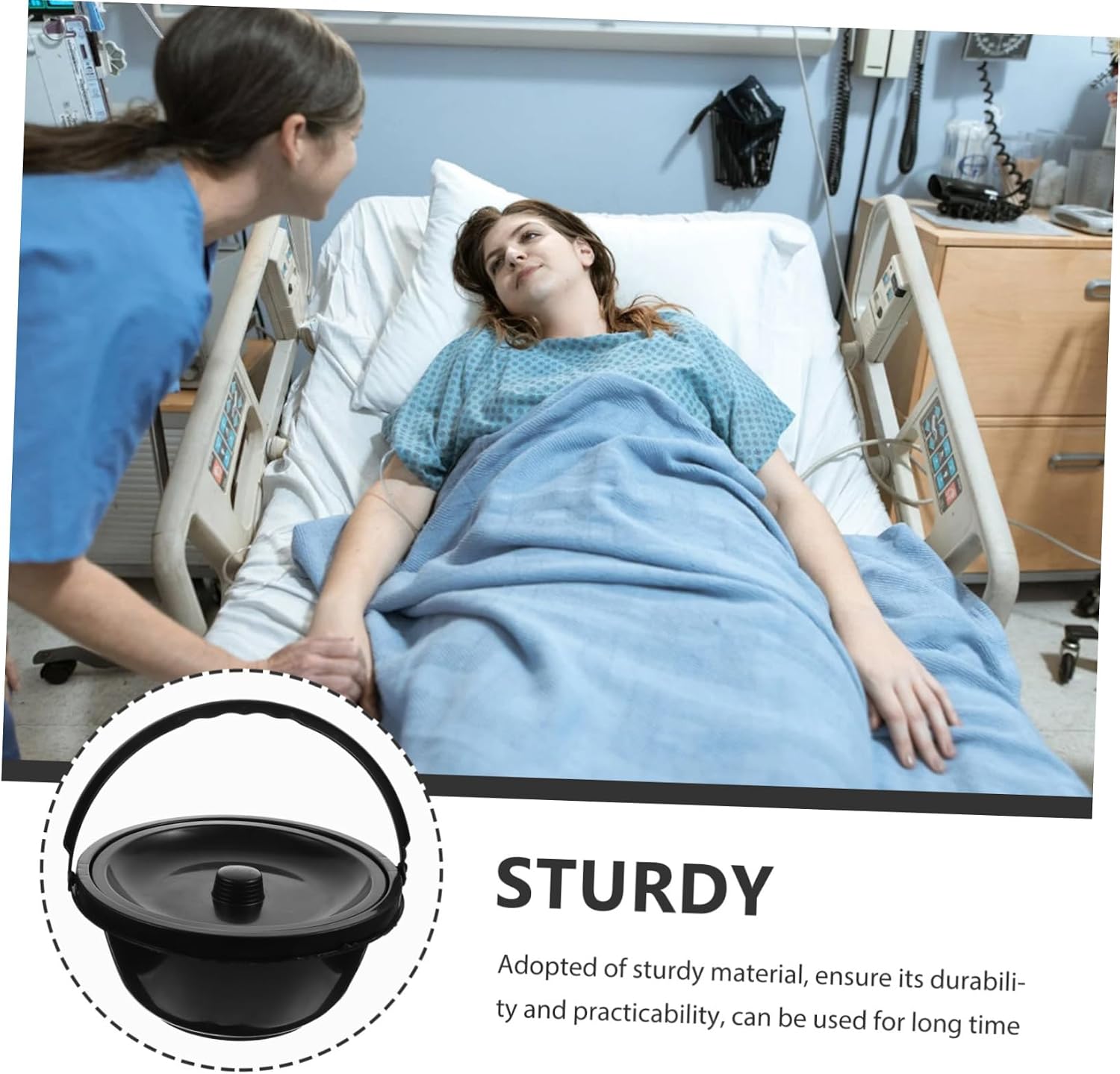 Elderly Spittoon Urine Bucket Potty Lid for Wheelchair Reusable Commode for Patients Smooth Edges