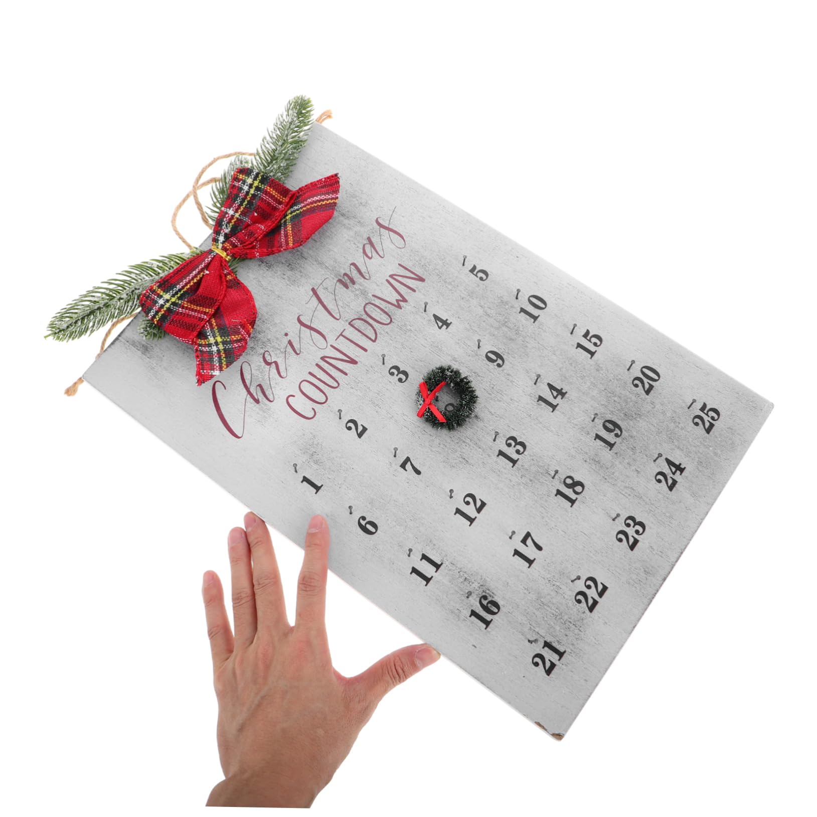 IMIKEYA Calendario de Guirnaldas Navideñas Letrero Colgante de Madera para Decoración Navideña Casa Oficina Calendario de Regresiva de Madera para Navidad