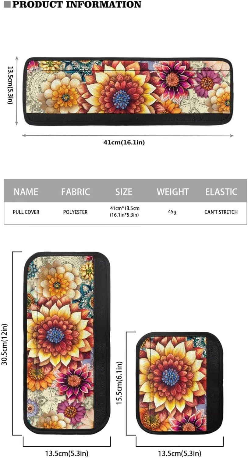 Boho Flower Refrigerator Door Handle Covers Set of 6 Spring Floral Fridge Door Handle Cover for Kitchen Decor,Freezer Oven and Dishwasher Keep Clean