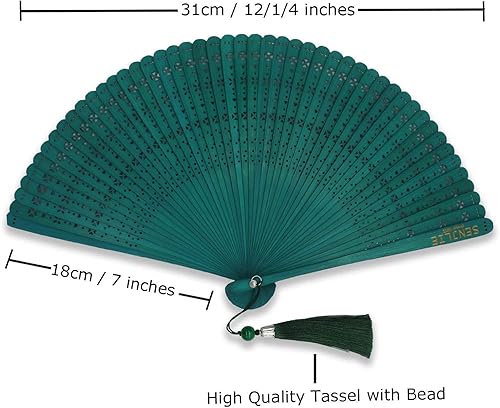 Miniatura 3 de Ventiladores de mano plegables, ventilador de mano de bambú tradicional chinojaponés, hecho a mano, con bolsa, regalo oriental para hombres y