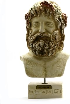 Dionysus Bacchus Greek God Bust Head Statue Sculpture Casting Stone 10.8
