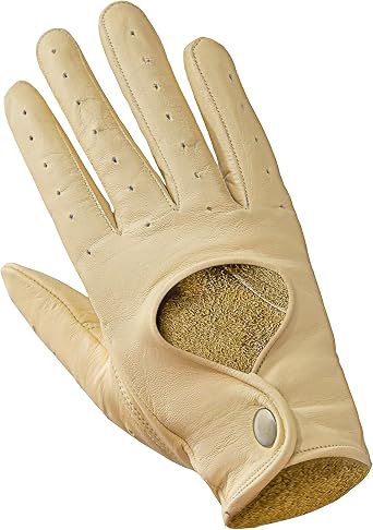 Aniline Cowhide Leather Gloves car driving chauffeur Vintage Retro Style Unlined, Tan, M
