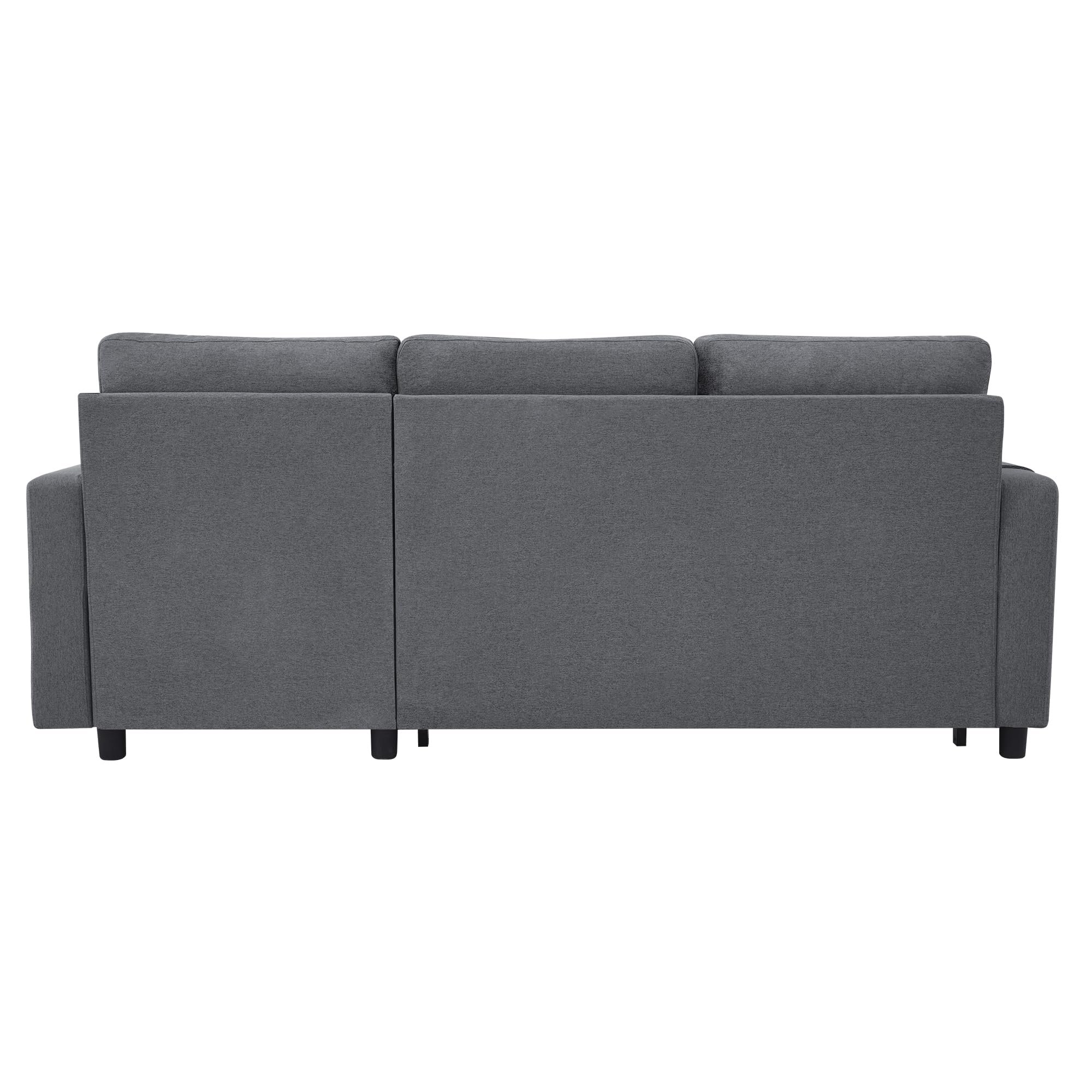 Divano Letto Estraibile con funzione letto, Divano Letto Modulare con Spazio Contenitore e Portabicchieri, Chaise Longue, Mobili imbottiti divano Angolare 3 Posti Forma di L,Grigio