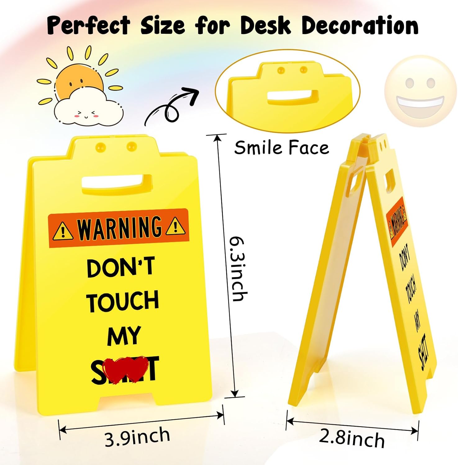 Funny Office Desk Sign - Don’t Touch, Small Fun Gag Warning Caution Cubicle Decor Gifts for Boss Day White Elephant Christmas Team Coworker Teammate Employee - Image 2