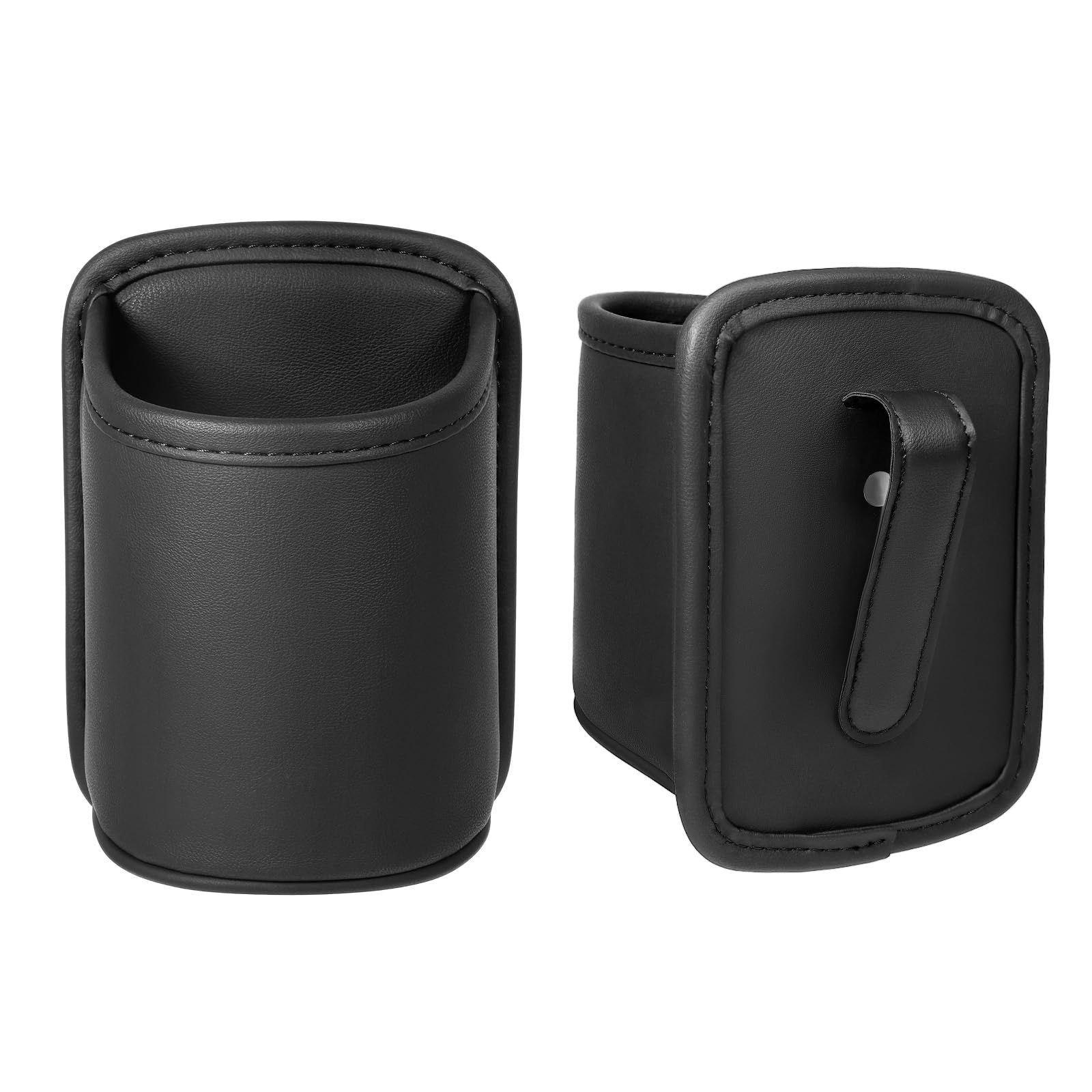 Photo 1 of Leather Car Door Cup Holder Organizer (2-Pack) | Anti-Sag Clip On Backseat Cupholder for Side Door, Front Seat | Extra Auto Drink Holder Standard 3.22" Fit for 20-30oz Tumbler | Ideal for Sedans & EVs