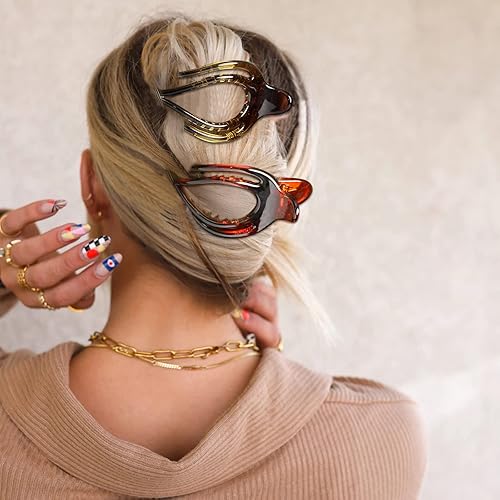 Miniatura 129 de Pinzas para el cabello French Concord, 6 pinzas para el cabello planas deslizantes laterales para volumen, agarre fuerte, agarre antideslizante