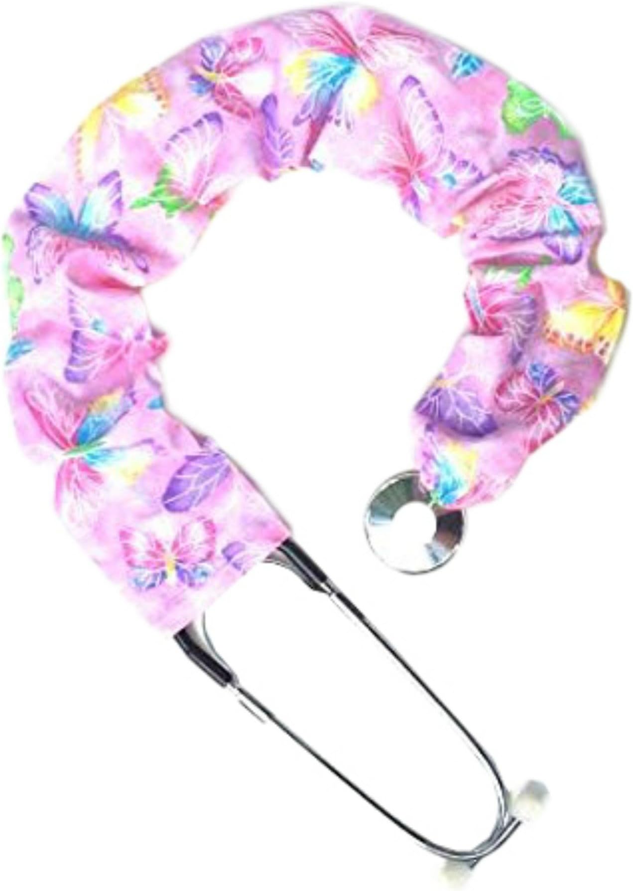 Stethoscope Covers Handmade Variety Patterns 1005 Cotton (Pink Pastel Glitter Butterflys)
