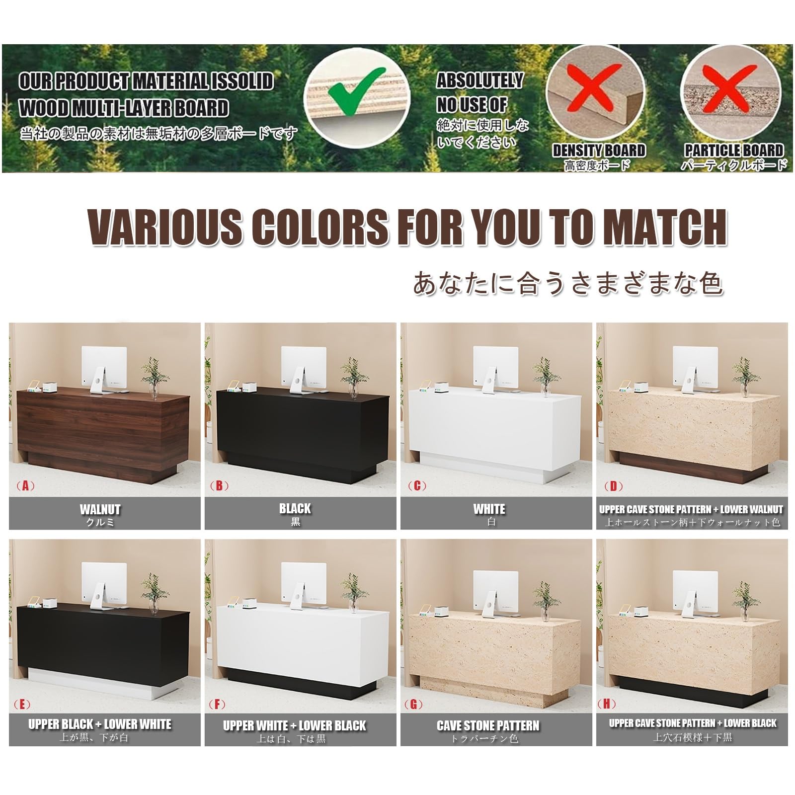 Scrivania da ricevimento moderna ed elegante con contenitore, 130 cm, per sale al dettaglio e piccoli negozi, soluzione di mobili per ufficio elegante per aziende