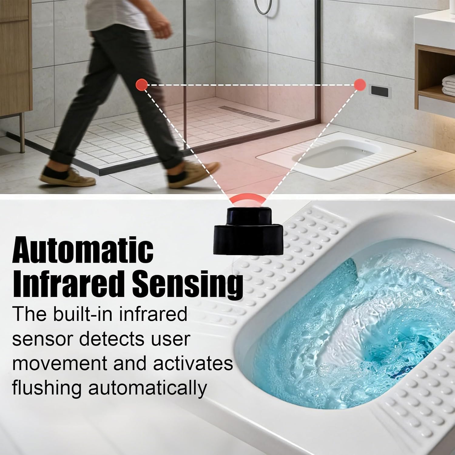 Sensor Unit Replacement Kit for Squat Toilet, Compatible with American Standard M950319-0071600A, Automatic Water Control by Infrared Detection, Circular 6V, WC Sensor Eye Repair Part