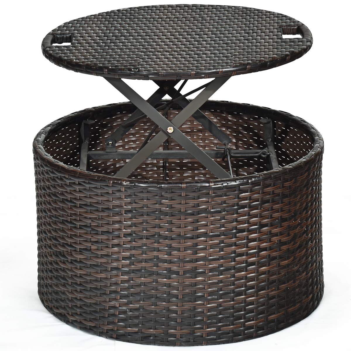 LIFEZEAL Transat Jardin Extérieur avec Coussin et 3 Oreillers, Bain de Soleil Rond avec Toit, Table Basse Réglable en Hauteur, Canapé-lit, Charge 360kg, Chaise Longue pour Piscine, Terrasse (Noir)