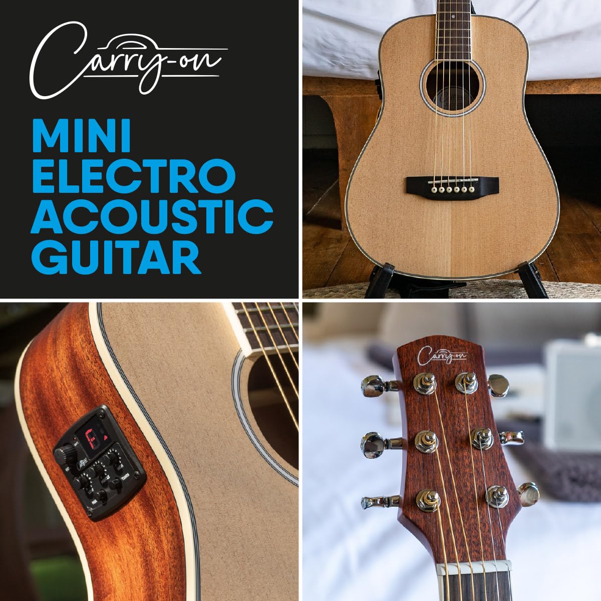 Mini gitara elektroakustyczna, Gitary elektryczno-akustyczne, rozmiar 3/4, podróżna, edukacyjna, stalowa struna, naturalna