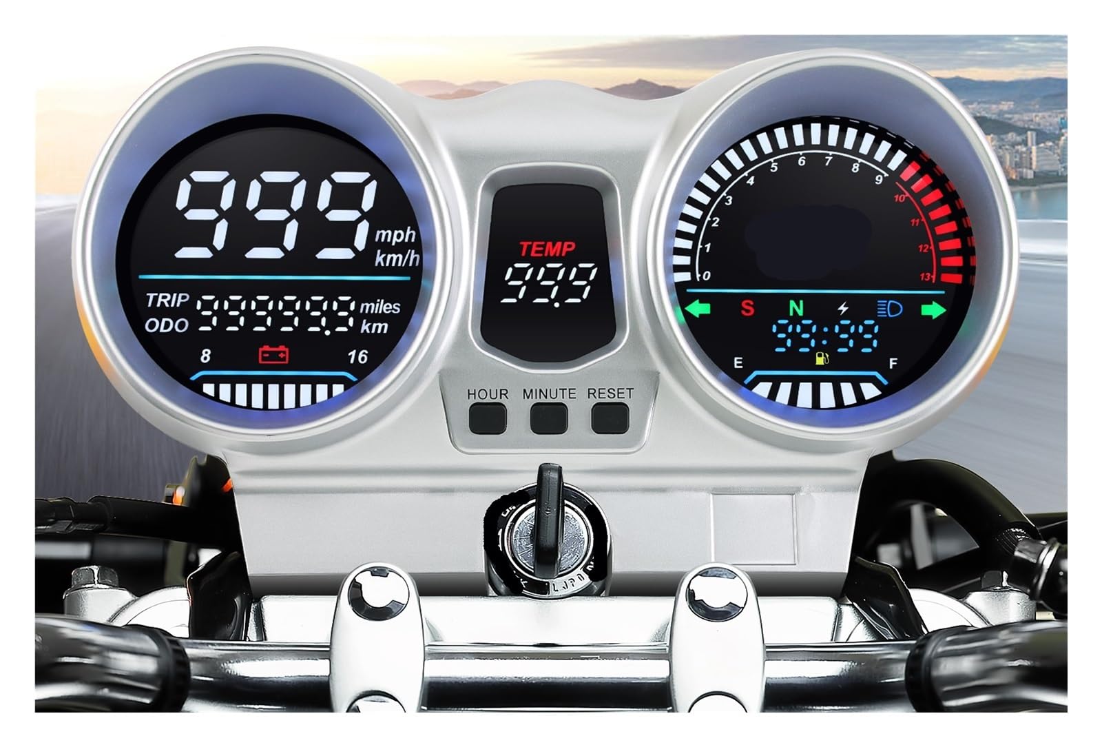 Compteur de Vitesse Digital Moto Compteur De Vitesse Numérique 12 V pour Moto, Tachymètre, Odomètre, Tableau De Bord pour CBX250 CBF250 pour Twister 2001-2008