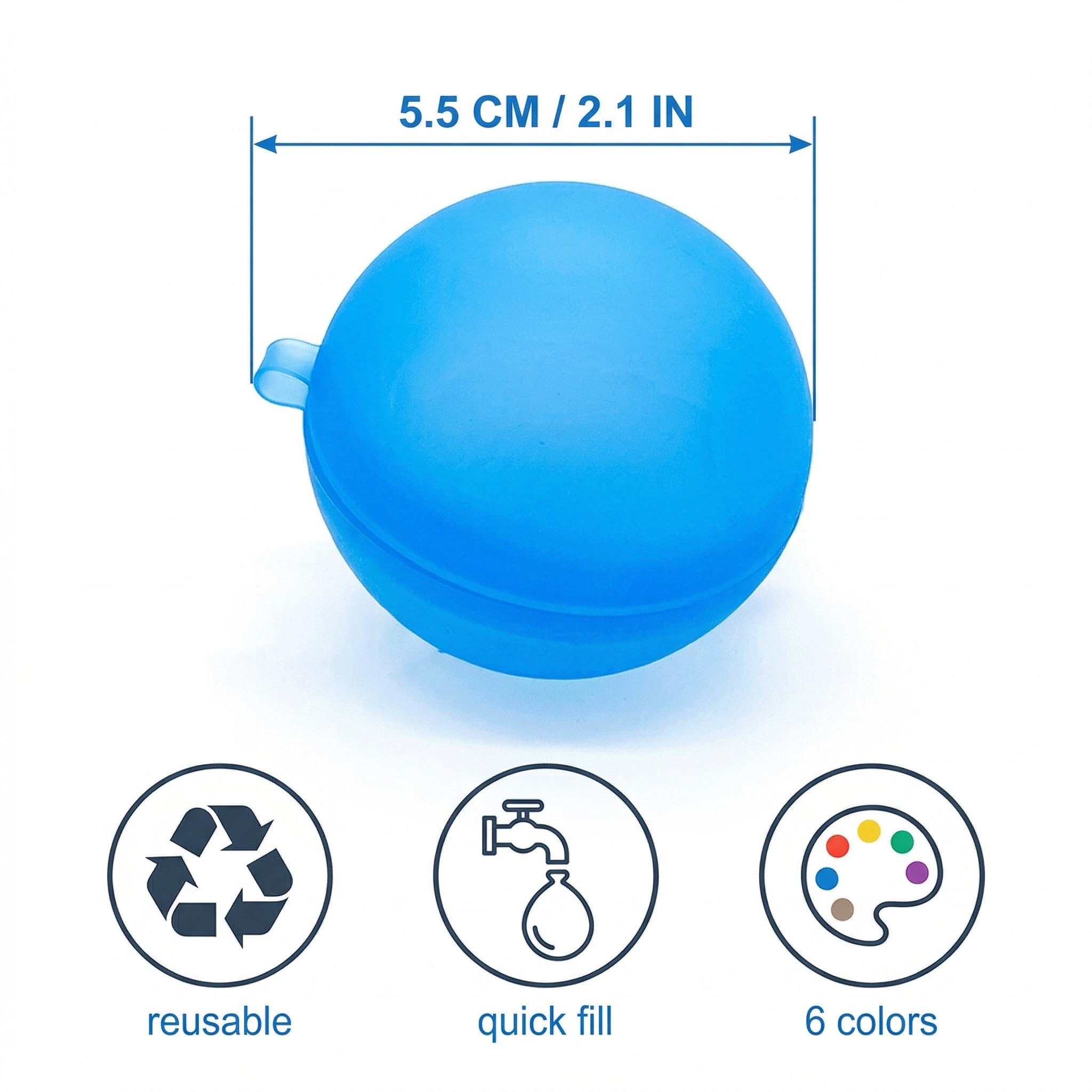 Globos de Agua Reutilizables de Silicona, Pack 6 Colores Surtidos | Autocierre y Llenado Rápido para Piscina, Playa, Verano, Niños y Adultos