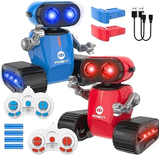 Roboter Kinder Spielzeug, Wiederaufladbares Ferngesteuerter Roboter mit Lichteffekte, LED-Augen, Musik Tanz und Herausnehmbarer Akku, RC Robot Spielzeug Geschenk für Jungen Mädchen ab 3 Jahre