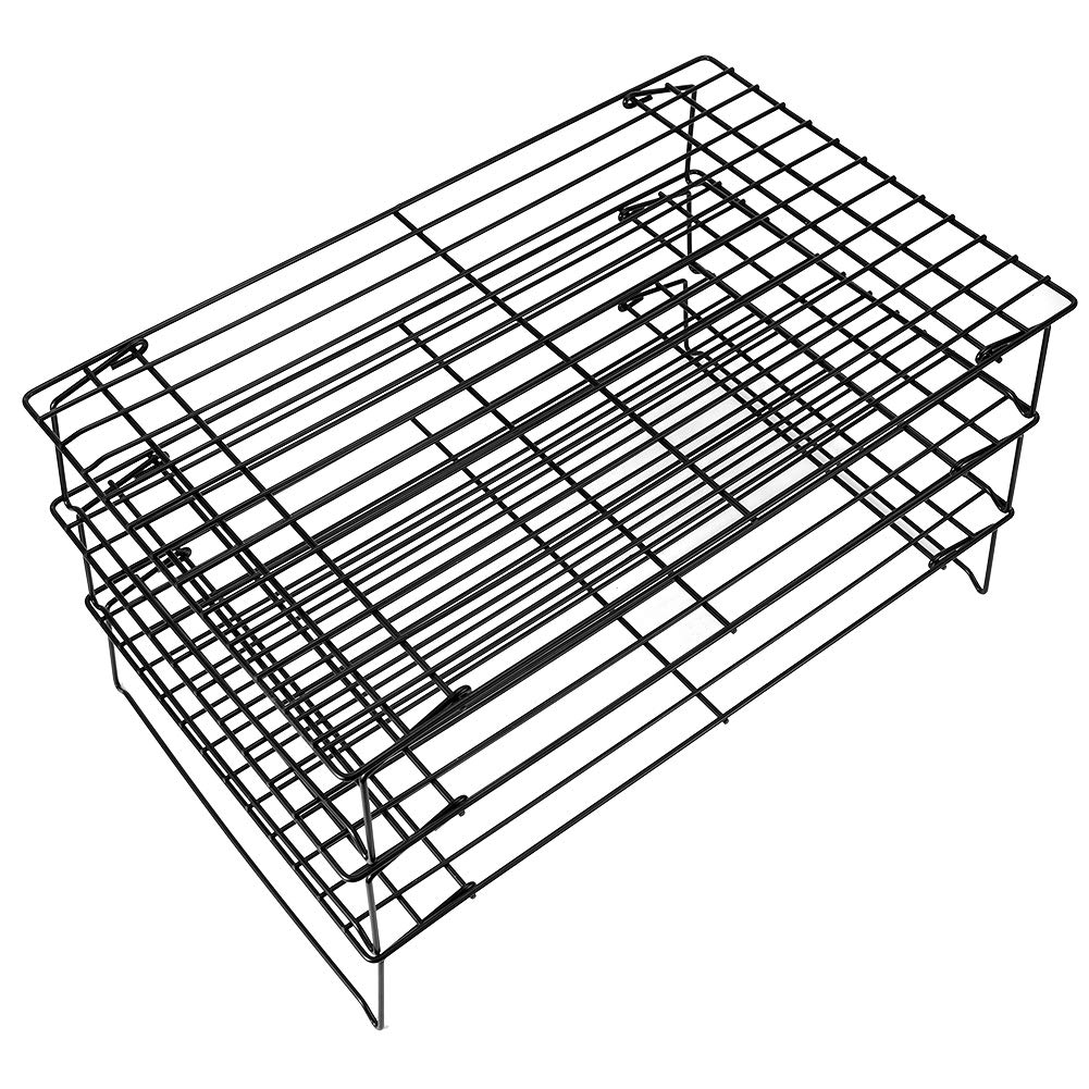 Rejilla de enfriamiento plegable de 3 capas para hornear |Diseño apilable que ahorra espacio para galletas, cupcakes y barbacoas |Rejillas de hierro antiadherentes, aptas para